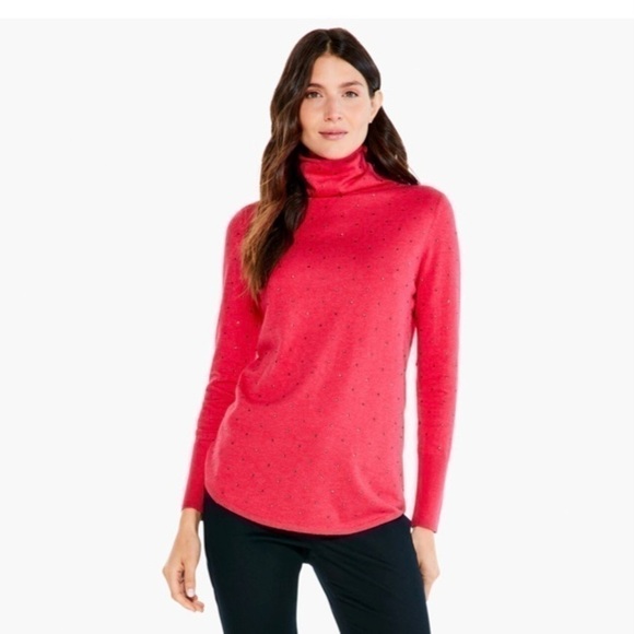 Nic+Zoe Vital Twinkle Turtleneck Sweater‎ NWT Sz S Rose - Picture 1 of 4